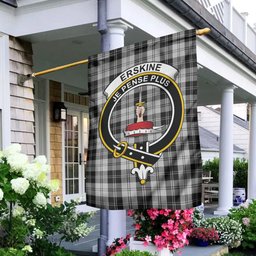 Scottish Erskine Black and White Tartan Flag with Family Crest - Tartan Garden Flag Scottish Plaid Tartan Plaid - ScotsTee - scotstee.com