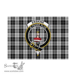 Scottish Erskine Black and White Tartan Flag with Family Crest - Tartan Garden Flag Scottish Plaid Tartan Plaid - ScotsTee - scotstee.com
