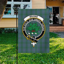 Scottish Irvine of Drum Tartan Flag with Family Crest - Tartan Garden Flag Scottish Plaid Tartan Plaid - ScotsTee - scotstee.com