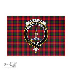 Scottish Charteris Tartan Flag with Family Crest - Tartan Garden Flag Scottish Plaid Tartan Plaid - ScotsTee - scotstee.com