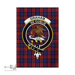 Scottish Graham of Menteith Red Tartan Flag with Family Crest - Tartan Garden Flag Scottish Plaid Tartan Plaid - ScotsTee - scotstee.com