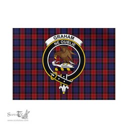 Scottish Graham of Menteith Red Tartan Flag with Family Crest - Tartan Garden Flag Scottish Plaid Tartan Plaid - ScotsTee - scotstee.com
