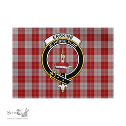 Scottish Erskine Red Tartan Flag with Family Crest - Tartan Garden Flag Scottish Plaid Tartan Plaid - ScotsTee - scotstee.com