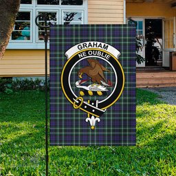 Scottish Graham of Montrose Modern Tartan Flag with Family Crest - Tartan Garden Flag Scottish Plaid Tartan Plaid - ScotsTee - scotstee.com