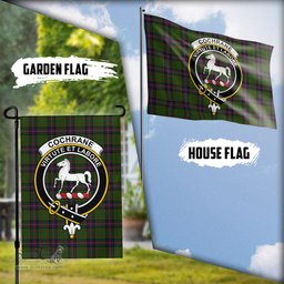 Scottish Cochrane Tartan Flag with Family Crest - Tartan Garden Flag Scottish Plaid Tartan Plaid - ScotsTee - scotstee.com