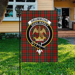 Scottish Drummond Ancient Tartan Flag with Family Crest - Tartan Garden Flag Scottish Plaid Tartan Plaid - ScotsTee - scotstee.com