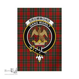 Scottish Drummond Ancient Tartan Flag with Family Crest - Tartan Garden Flag Scottish Plaid Tartan Plaid - ScotsTee - scotstee.com