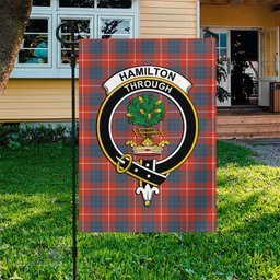 Scottish Hamilton Ancient Tartan Flag with Family Crest - Tartan Garden Flag Scottish Plaid Tartan Plaid - ScotsTee - scotstee.com
