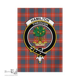 Scottish Hamilton Ancient Tartan Flag with Family Crest - Tartan Garden Flag Scottish Plaid Tartan Plaid - ScotsTee - scotstee.com