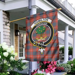 Scottish Hamilton Ancient Tartan Flag with Family Crest - Tartan Garden Flag Scottish Plaid Tartan Plaid - ScotsTee - scotstee.com