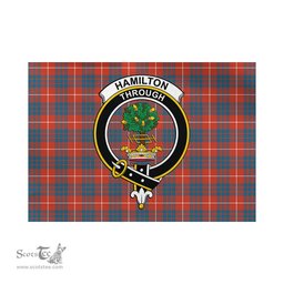 Scottish Hamilton Ancient Tartan Flag with Family Crest - Tartan Garden Flag Scottish Plaid Tartan Plaid - ScotsTee - scotstee.com