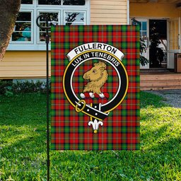 Scottish Fullerton Tartan Flag with Family Crest - Tartan Garden Flag Scottish Plaid Tartan Plaid - ScotsTee - scotstee.com