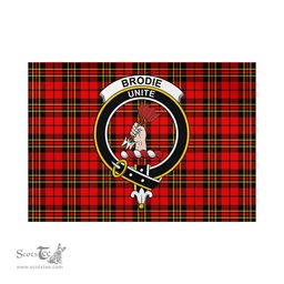 Scottish Brodie Modern Tartan Flag with Family Crest - Tartan Garden Flag Scottish Plaid Tartan Plaid - ScotsTee - scotstee.com
