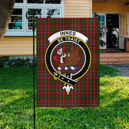 Scottish Innes Tartan Flag with Family Crest - Tartan Garden Flag Scottish Plaid Tartan Plaid - ScotsTee - scotstee.com