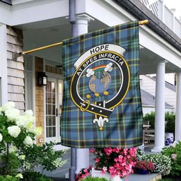 Scottish Hope Ancient Tartan Flag with Family Crest - Tartan Garden Flag Scottish Plaid Tartan Plaid - ScotsTee - scotstee.com