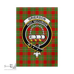 Scottish Grierson Tartan Flag with Family Crest - Tartan Garden Flag Scottish Plaid Tartan Plaid - ScotsTee - scotstee.com