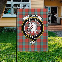 Scottish Dunbar Ancient Tartan Flag with Family Crest - Tartan Garden Flag Scottish Plaid Tartan Plaid - ScotsTee - scotstee.com