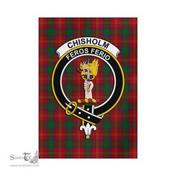 Scottish Chisholm Tartan Flag with Family Crest - Tartan Garden Flag Scottish Plaid Tartan Plaid - ScotsTee - scotstee.com