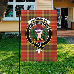 Scottish Buchanan Old Set Weathered Tartan Flag with Family Crest - Tartan Garden Flag Scottish Plaid Tartan Plaid - ScotsTee - scotstee.com