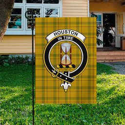 Scottish Houston Tartan Flag with Family Crest - Tartan Garden Flag Scottish Plaid Tartan Plaid - ScotsTee - scotstee.com