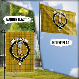 Scottish Houston Tartan Flag with Family Crest - Tartan Garden Flag Scottish Plaid Tartan Plaid - ScotsTee - scotstee.com