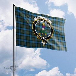 Scottish Fergusson Ancient Tartan Flag with Family Crest - Tartan Garden Flag Scottish Plaid Tartan Plaid - ScotsTee - scotstee.com