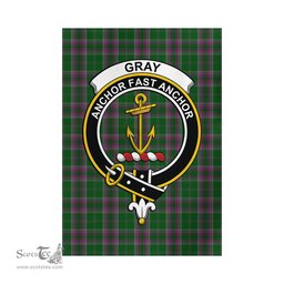 Scottish Gray Hunting Tartan Flag with Family Crest - Tartan Garden Flag Scottish Plaid Tartan Plaid - ScotsTee - scotstee.com