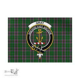 Scottish Gray Hunting Tartan Flag with Family Crest - Tartan Garden Flag Scottish Plaid Tartan Plaid - ScotsTee - scotstee.com