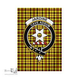 Scottish Jardine Modern Tartan Flag with Family Crest - Tartan Garden Flag Scottish Plaid Tartan Plaid - ScotsTee - scotstee.com