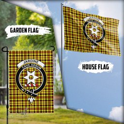 Scottish Jardine Modern Tartan Flag with Family Crest - Tartan Garden Flag Scottish Plaid Tartan Plaid - ScotsTee - scotstee.com
