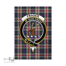 Scottish Fraser Red Dress Tartan Flag with Family Crest - Tartan Garden Flag Scottish Plaid Tartan Plaid - ScotsTee - scotstee.com