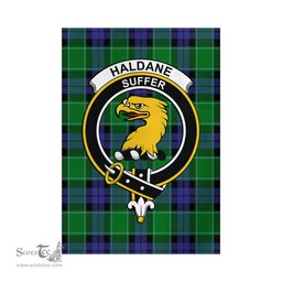 Scottish Haldane Tartan Flag with Family Crest - Tartan Garden Flag Scottish Plaid Tartan Plaid - ScotsTee - scotstee.com