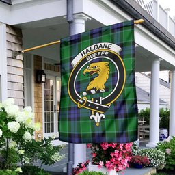 Scottish Haldane Tartan Flag with Family Crest - Tartan Garden Flag Scottish Plaid Tartan Plaid - ScotsTee - scotstee.com