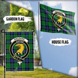 Scottish Haldane Tartan Flag with Family Crest - Tartan Garden Flag Scottish Plaid Tartan Plaid - ScotsTee - scotstee.com