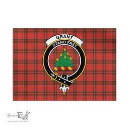 Scottish Grant Weathered Tartan Flag with Family Crest - Tartan Garden Flag Scottish Plaid Tartan Plaid - ScotsTee - scotstee.com