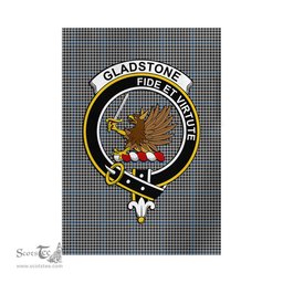 Scottish Gladstone Tartan Flag with Family Crest - Tartan Garden Flag Scottish Plaid Tartan Plaid - ScotsTee - scotstee.com