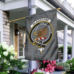 Scottish Gladstone Tartan Flag with Family Crest - Tartan Garden Flag Scottish Plaid Tartan Plaid - ScotsTee - scotstee.com