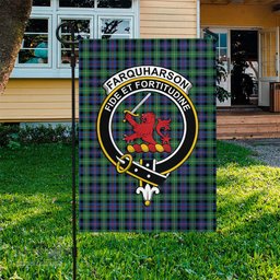 Scottish Farquharson Ancient Tartan Flag with Family Crest - Tartan Garden Flag Scottish Plaid Tartan Plaid - ScotsTee - scotstee.com