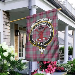 Scottish Crawford Ancient Tartan Flag with Family Crest - Tartan Garden Flag Scottish Plaid Tartan Plaid - ScotsTee - scotstee.com