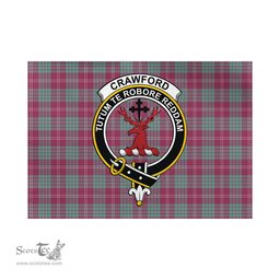 Scottish Crawford Ancient Tartan Flag with Family Crest - Tartan Garden Flag Scottish Plaid Tartan Plaid - ScotsTee - scotstee.com