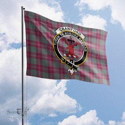 Scottish Crawford Ancient Tartan Flag with Family Crest - Tartan Garden Flag Scottish Plaid Tartan Plaid - ScotsTee - scotstee.com