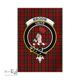 Scottish Brodie Tartan Flag with Family Crest - Tartan Garden Flag Scottish Plaid Tartan Plaid - ScotsTee - scotstee.com
