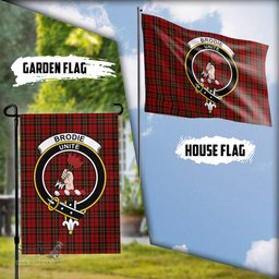 Scottish Brodie Tartan Flag with Family Crest - Tartan Garden Flag Scottish Plaid Tartan Plaid - ScotsTee - scotstee.com