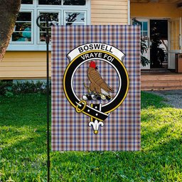 Scottish Boswell Tartan Flag with Family Crest - Tartan Garden Flag Scottish Plaid Tartan Plaid - ScotsTee - scotstee.com