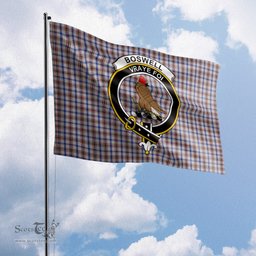 Scottish Boswell Tartan Flag with Family Crest - Tartan Garden Flag Scottish Plaid Tartan Plaid - ScotsTee - scotstee.com