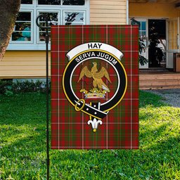 Scottish Hay Tartan Flag with Family Crest - Tartan Garden Flag Scottish Plaid Tartan Plaid - ScotsTee - scotstee.com