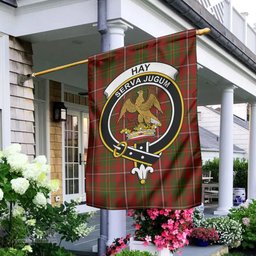 Scottish Hay Tartan Flag with Family Crest - Tartan Garden Flag Scottish Plaid Tartan Plaid - ScotsTee - scotstee.com