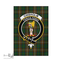 Scottish Chisholm Hunting Tartan Flag with Family Crest - Tartan Garden Flag Scottish Plaid Tartan Plaid - ScotsTee - scotstee.com