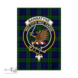 Scottish Bannatyne Tartan Flag with Family Crest - Tartan Garden Flag Scottish Plaid Tartan Plaid - ScotsTee - scotstee.com