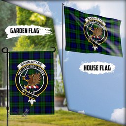 Scottish Bannatyne Tartan Flag with Family Crest - Tartan Garden Flag Scottish Plaid Tartan Plaid - ScotsTee - scotstee.com